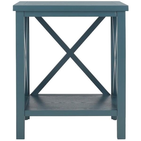 Safavieh Candence Cross Back End Table- Slate Teal - 21.5 x 13.4 x 18.1 in. AMH6523F